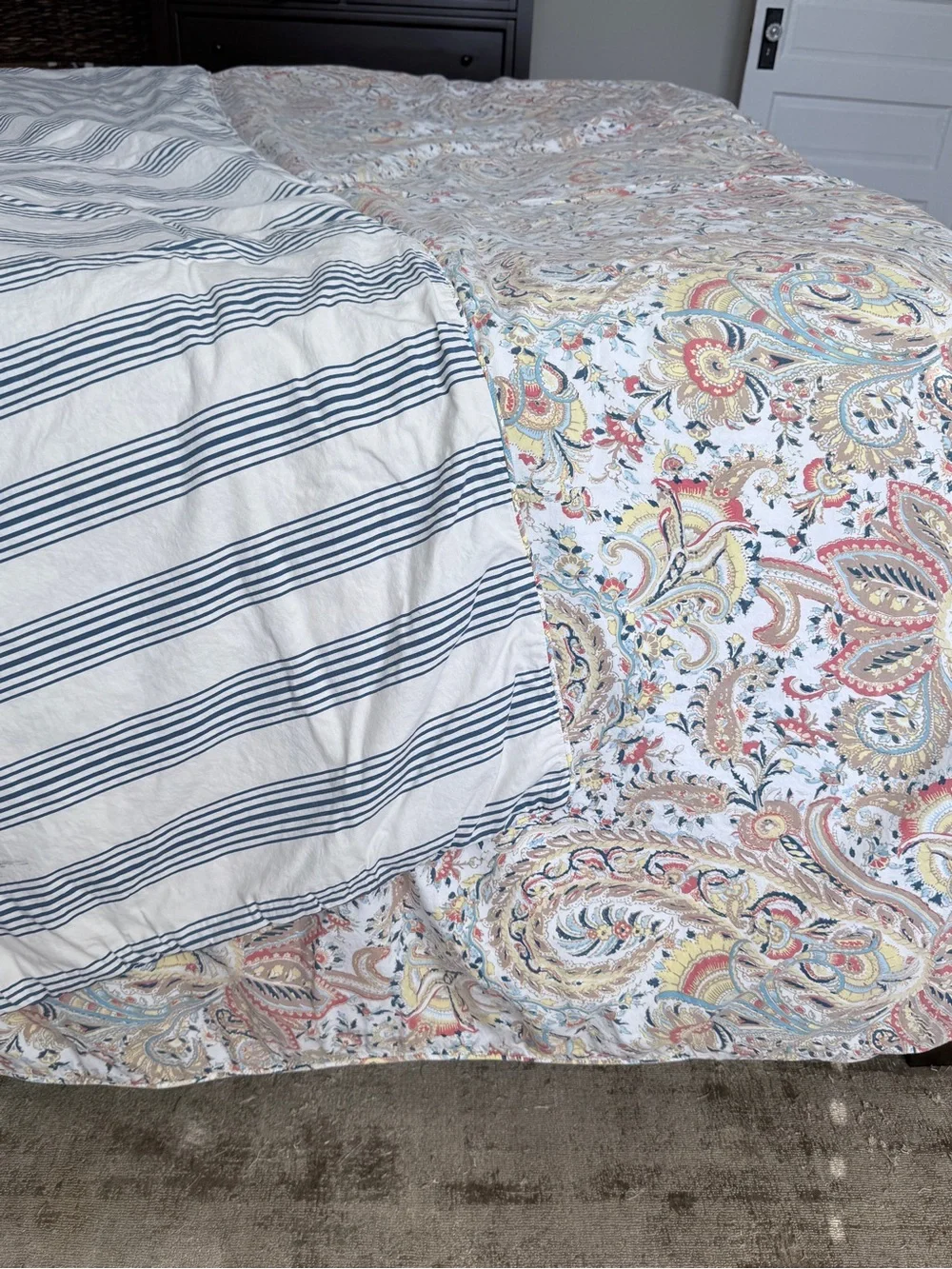 Ralph Lauren Classic Paisley Queen Duvet Stripe Reverse